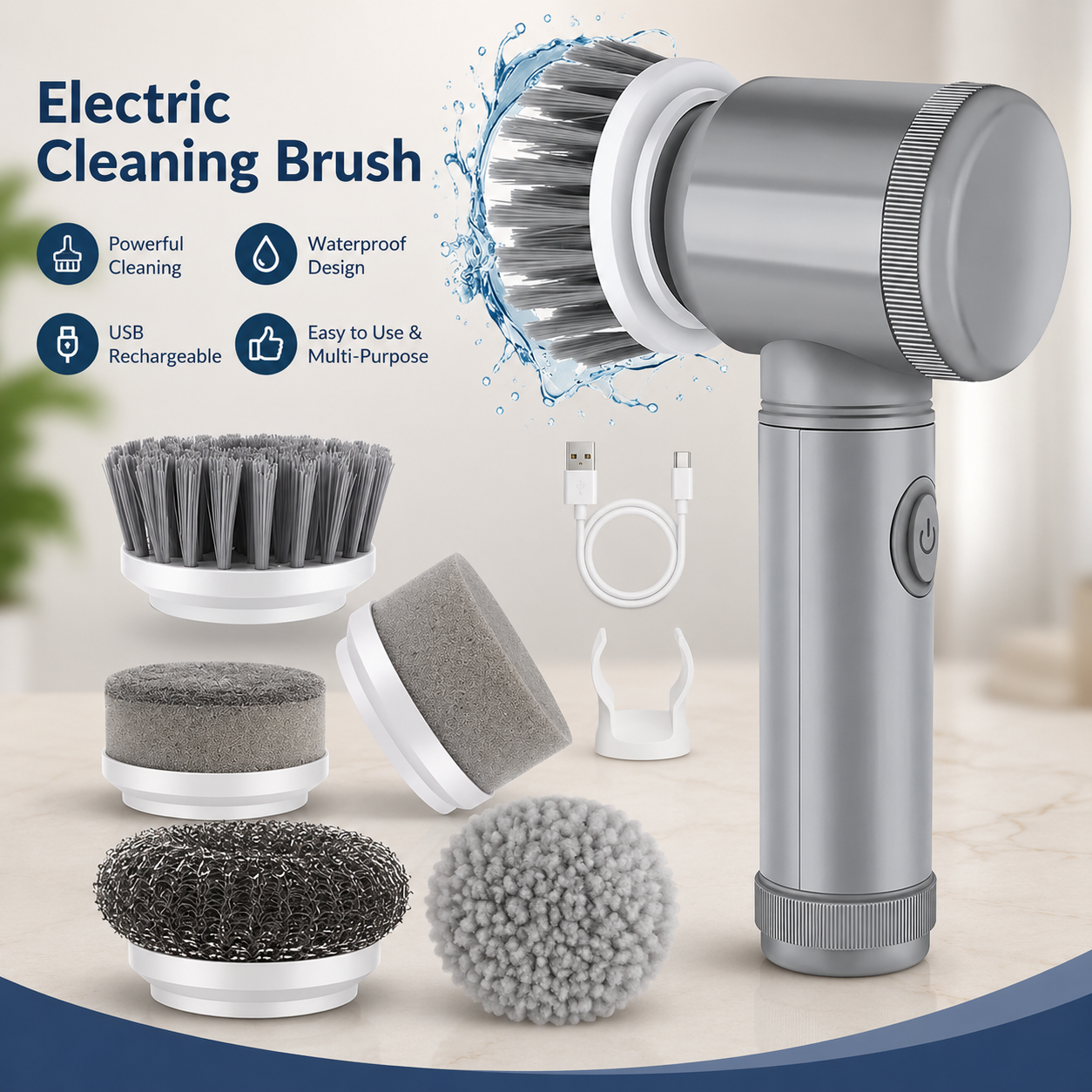 5 in 1 Electric Cleaning Brush Electric Spin Scrubber